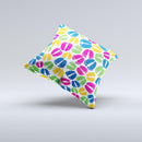 Colorful Vector Footprints ink-Fuzed Decorative Throw Pillow