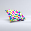 Colorful Vector Footprints ink-Fuzed Decorative Throw Pillow