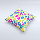 Colorful Vector Footprints ink-Fuzed Decorative Throw Pillow