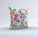 Colorful Vector Footprints ink-Fuzed Decorative Throw Pillow