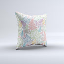 Colorful Vector Leaves ink-Fuzed Decorative Throw Pillow