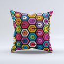 Colorful Vibrant Hexagons ink-Fuzed Decorative Throw Pillow