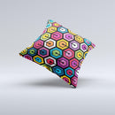 Colorful Vibrant Hexagons ink-Fuzed Decorative Throw Pillow