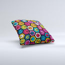 Colorful Vibrant Hexagons ink-Fuzed Decorative Throw Pillow