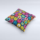 Colorful Vibrant Hexagons ink-Fuzed Decorative Throw Pillow
