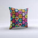 Colorful Vibrant Hexagons ink-Fuzed Decorative Throw Pillow