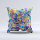 Colorful Vibrant Triangle Connect Pattern ink-Fuzed Decorative Throw Pillow