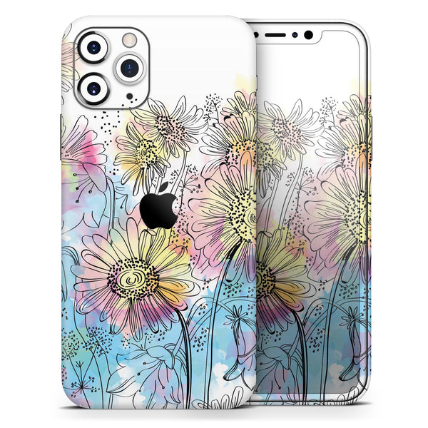 Colorful WaterColor Floral - Skin-Kit compatible with the Apple iPhone 13, 13 Pro Max, 13 Mini, 13 Pro, iPhone 12, iPhone 11 (All iPhones Available)