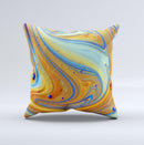 Colorful Wet Paint Mixture ink-Fuzed Decorative Throw Pillow