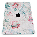 Coral & Blue Grunge Watercolor Floral - Full Body Skin Decal for the Apple iPad Pro 12.9", 11", 10.5", 9.7", Air or Mini (All Models Available)