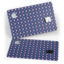 Coral Micro Hearts and Dots Over Navy - Premium Protective Decal Skin-Kit for the Apple Credit Card