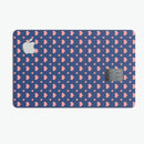 Coral Micro Hearts and Dots Over Navy - Premium Protective Decal Skin-Kit for the Apple Credit Card