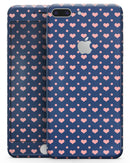 Coral Micro Hearts and Dots Over Navy - Skin-kit for the iPhone 8 or 8 Plus