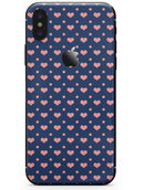 Coral Micro Hearts and Dots Over Navy - iPhone X Skin-Kit