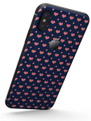 Coral Micro Hearts and Dots Over Navy - iPhone X Skin-Kit
