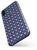 Coral Micro Hearts and Dots Over Navy - iPhone X Skin-Kit