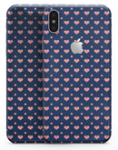 Coral Micro Hearts and Dots Over Navy - iPhone X Skin-Kit