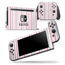 Coral Pink and Glitter Vertical Stripes - Skin Wrap Decal for Nintendo Switch Lite Console & Dock - 3DS XL - 2DS - Pro - DSi - Wii - Joy-Con Gaming Controller