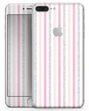 Coral Pink and Glitter Vertical Stripes - Skin-kit for the iPhone 8 or 8 Plus