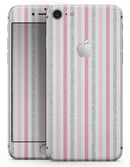 Coral Pink and Glitter Vertical Stripes - Skin-kit for the iPhone 8 or 8 Plus