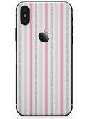 Coral Pink and Glitter Vertical Stripes - iPhone X Skin-Kit