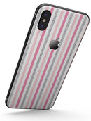 Coral Pink and Glitter Vertical Stripes - iPhone X Skin-Kit