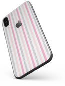 Coral Pink and Glitter Vertical Stripes - iPhone X Skin-Kit