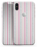 Coral Pink and Glitter Vertical Stripes - iPhone X Skin-Kit