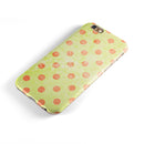 Coral Polka Dots Over Grunge Yellow iPhone 6/6s or 6/6s Plus 2-Piece Hybrid INK-Fuzed Case
