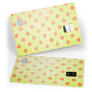 Coral Polka Dots Over Grunge Yellow - Premium Protective Decal Skin-Kit for the Apple Credit Card