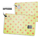 Coral Polka Dots Over Grunge Yellow - Premium Protective Decal Skin-Kit for the Apple Credit Card