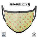 Coral Polka Dots Over Grunge Yellow - Made in USA Mouth Cover Unisex Anti-Dust Cotton Blend Reusable & Washable Face Mask with Adjustable Sizing for Adult or Child