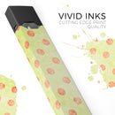 Coral Polka Dots Over Grunge Yellow - Premium Decal Protective Skin-Wrap Sticker compatible with the Juul Labs vaping device