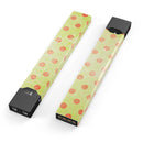 Coral Polka Dots Over Grunge Yellow - Premium Decal Protective Skin-Wrap Sticker compatible with the Juul Labs vaping device