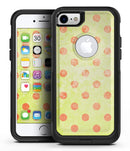 Coral Polka Dots Over Grunge Yellow - iPhone 7 or 8 OtterBox Case & Skin Kits