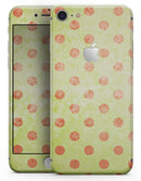 Coral Polka Dots Over Grunge Yellow - Skin-kit for the iPhone 8 or 8 Plus