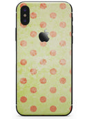 Coral Polka Dots Over Grunge Yellow - iPhone X Skin-Kit