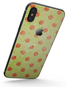 Coral Polka Dots Over Grunge Yellow - iPhone X Skin-Kit