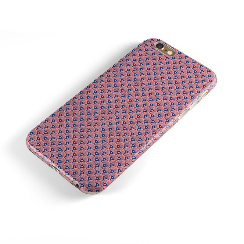 Coral SemiCircles Over Navy iPhone 6/6s or 6/6s Plus 2-Piece Hybrid INK-Fuzed Case