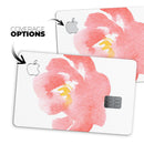 Coral Watercolor Hibiscus - Premium Protective Decal Skin-Kit for the Apple Credit Card