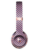 Coral and Navy Blue Diagnoal Stripes Full-Body Skin Kit for the Beats by Dre Solo 3 Wireless Headphones