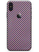Coral and Navy Blue Diagnoal Stripes - iPhone X Skin-Kit
