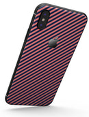 Coral and Navy Blue Diagnoal Stripes - iPhone X Skin-Kit