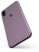 Coral and Navy Blue Diagnoal Stripes - iPhone X Skin-Kit