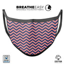 Coral and Navy Chevron Pattern - Made in USA Mouth Cover Unisex Anti-Dust Cotton Blend Reusable & Washable Face Mask with Adjustable Sizing for Adult or Child