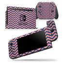 Coral and Navy Chevron Pattern - Vinyl Skin Wrap for Nintendo Switch 2, OLED, Lite, Pro Controller, Wii & Classic Handhelds