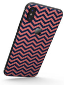 Coral and Navy Chevron Pattern - iPhone X Skin-Kit