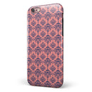 Coral and Navy Damask Pattern iPhone 6/6s or 6/6s Plus 2-Piece Hybrid INK-Fuzed Case