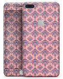 Coral and Navy Damask Pattern - Skin-kit for the iPhone 8 or 8 Plus
