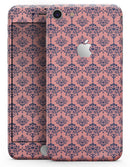 Coral and Navy Damask Pattern - Skin-kit for the iPhone 8 or 8 Plus